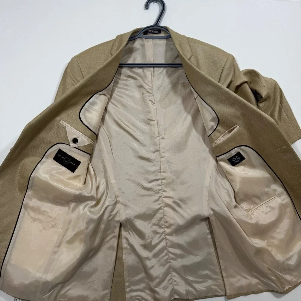 Black Brown 1826 Men's Blazer Tan Silk Wool Linen 40L Never Worn Quiet Luxury
